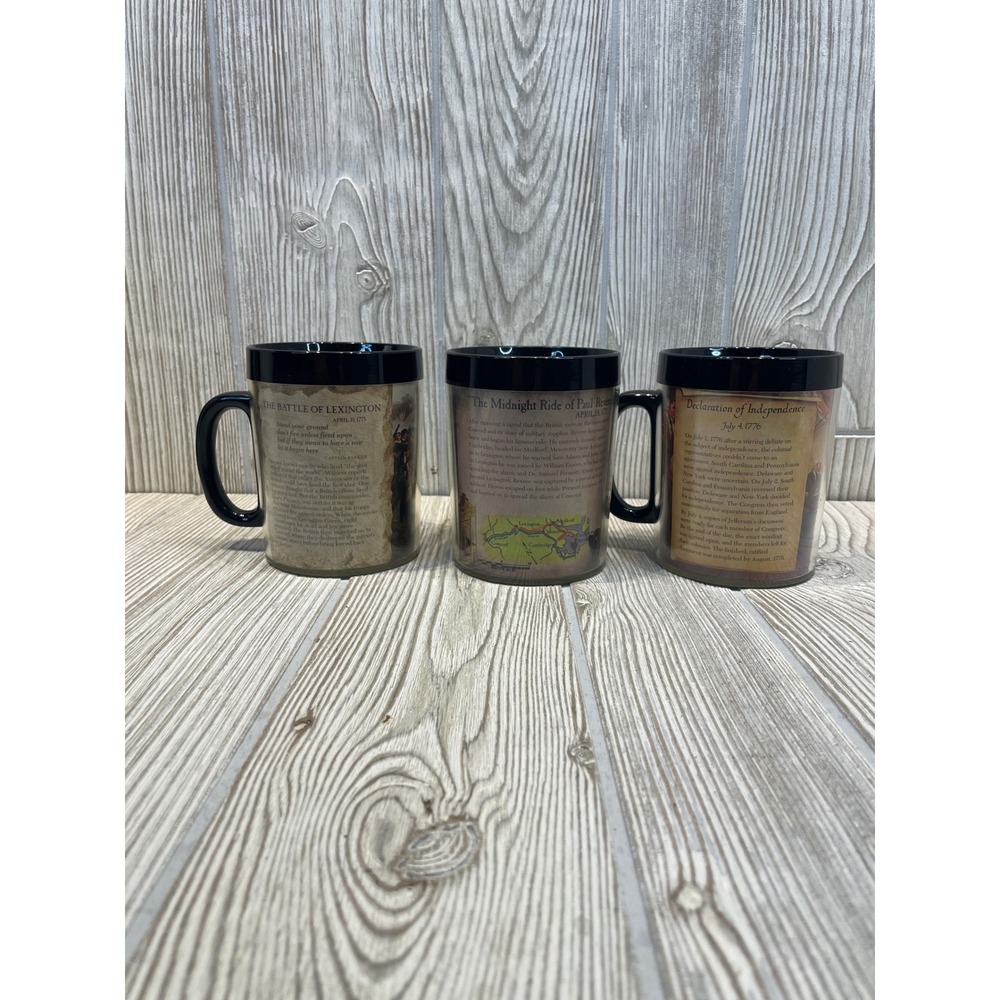 Vintage American History Mug Set Lexington Paul Revere Declaration Independence
